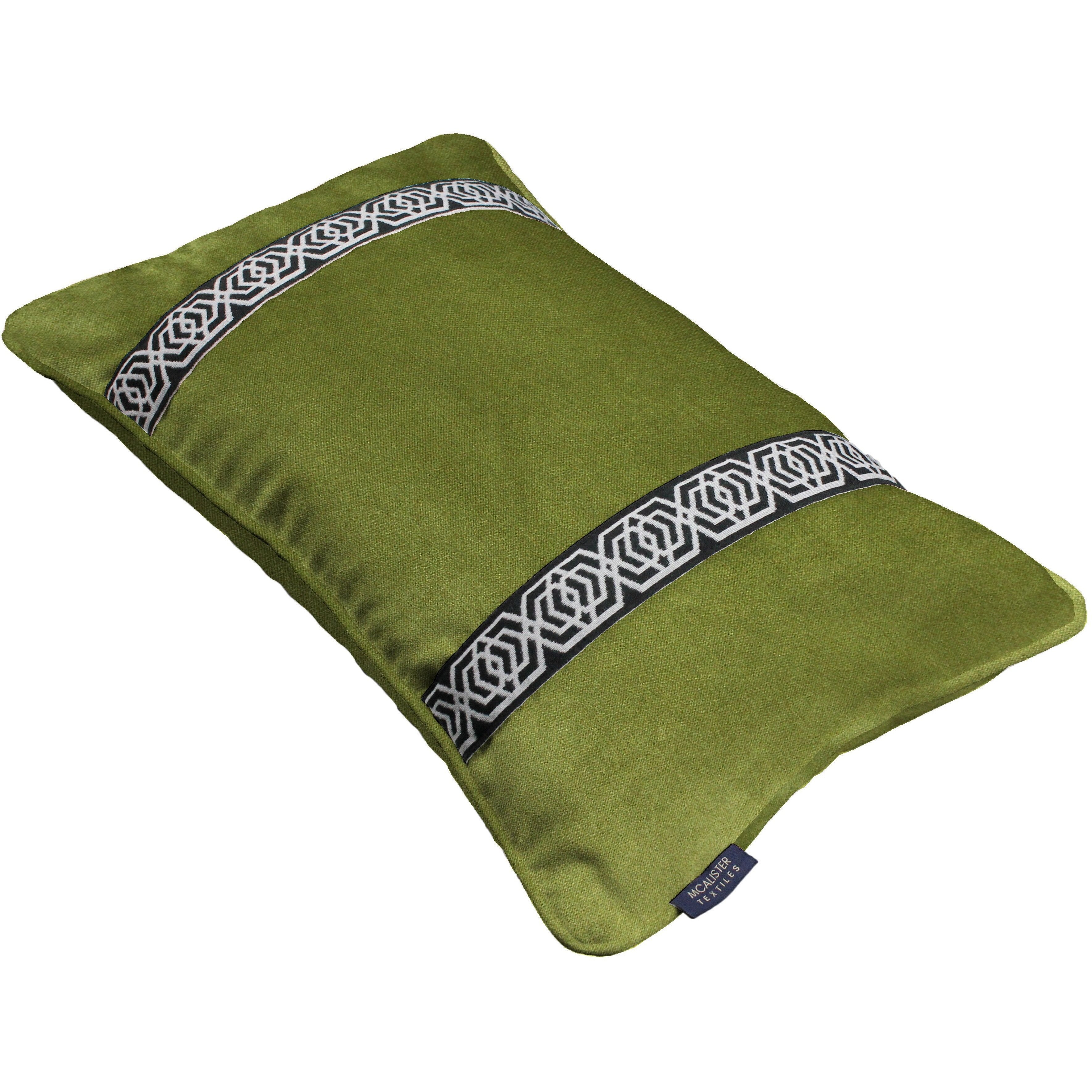 McAlister Textiles Striped Lime Green Velvet Cushion Mcalister