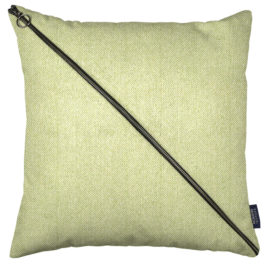 McAlister Textiles Herringbone Diagonal Zip Sage Green Cushion Cushions and Covers Cover Only 43cm x 43cm