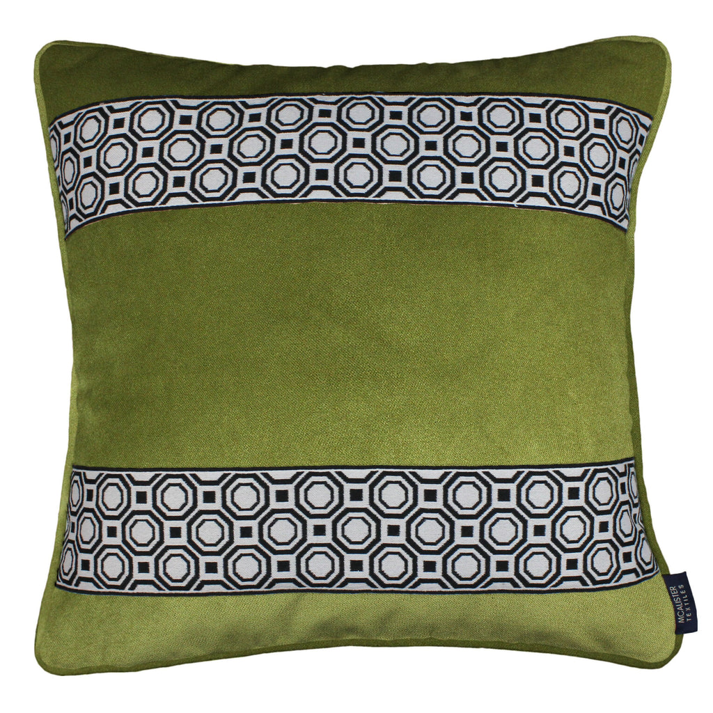 McAlister Textiles Cancun Striped Lime Green Velvet Cushion Cushions and Covers Polyester Filler 43cm x 43cm 