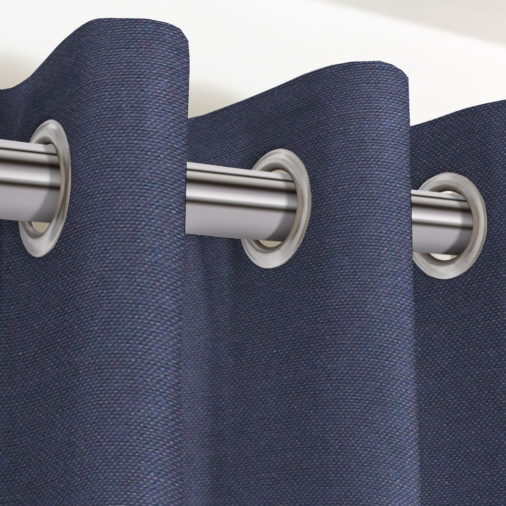McAlister Textiles Panama Plain Denim Blue Curtains Tailored Curtains 116cm(w) x 137cm(d) (46" x 54") 