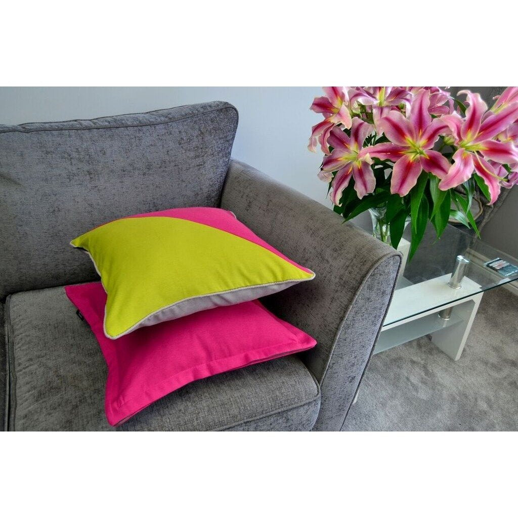 McAlister Textiles Panama Accent Fuchsia Pink + Grey Cushion Cushions and Covers 