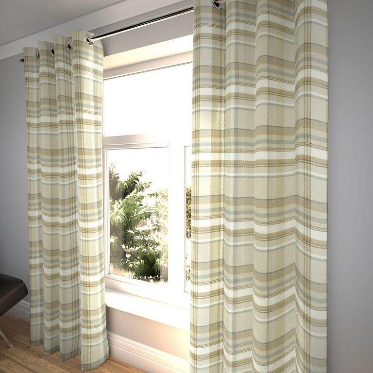 McAlister Textiles Heritage Beige Cream Tartan Curtains Tailored Curtains 116cm(w) x 182cm(d) (46" x 72") 