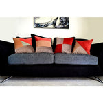 Load image into Gallery viewer, McAlister Textiles Diagonal Patchwork Velvet Brown, Gold + Red Cushion Cushions and Covers 
