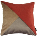 Load image into Gallery viewer, McAlister Textiles Diagonal Patchwork Velvet Brown, Gold + Red Cushion Cushions and Covers Cover Only 43cm x 43cm 
