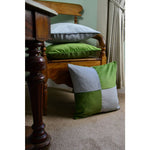 Load image into Gallery viewer, McAlister Textiles Square Patchwork Velvet Green + Silver Cushion Cushions and Covers 
