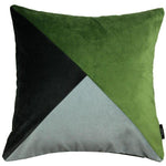 Load image into Gallery viewer, McAlister Textiles Diagonal Patchwork Velvet Green, Silver + Grey Cushion Cushions and Covers Cover Only 43cm x 43cm 
