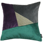Load image into Gallery viewer, McAlister Textiles Triangle Patchwork Velvet Purple, Green + Grey Cushion Cushions and Covers Cover Only 43cm x 43cm 
