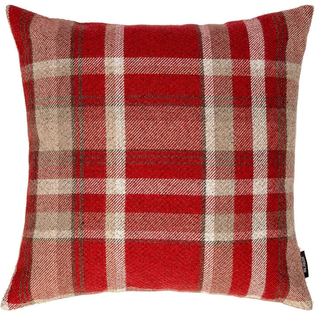 McAlister Textiles Heritage Red + White Tartan Cushion Cushions and Covers Cover Only 43cm x 43cm 