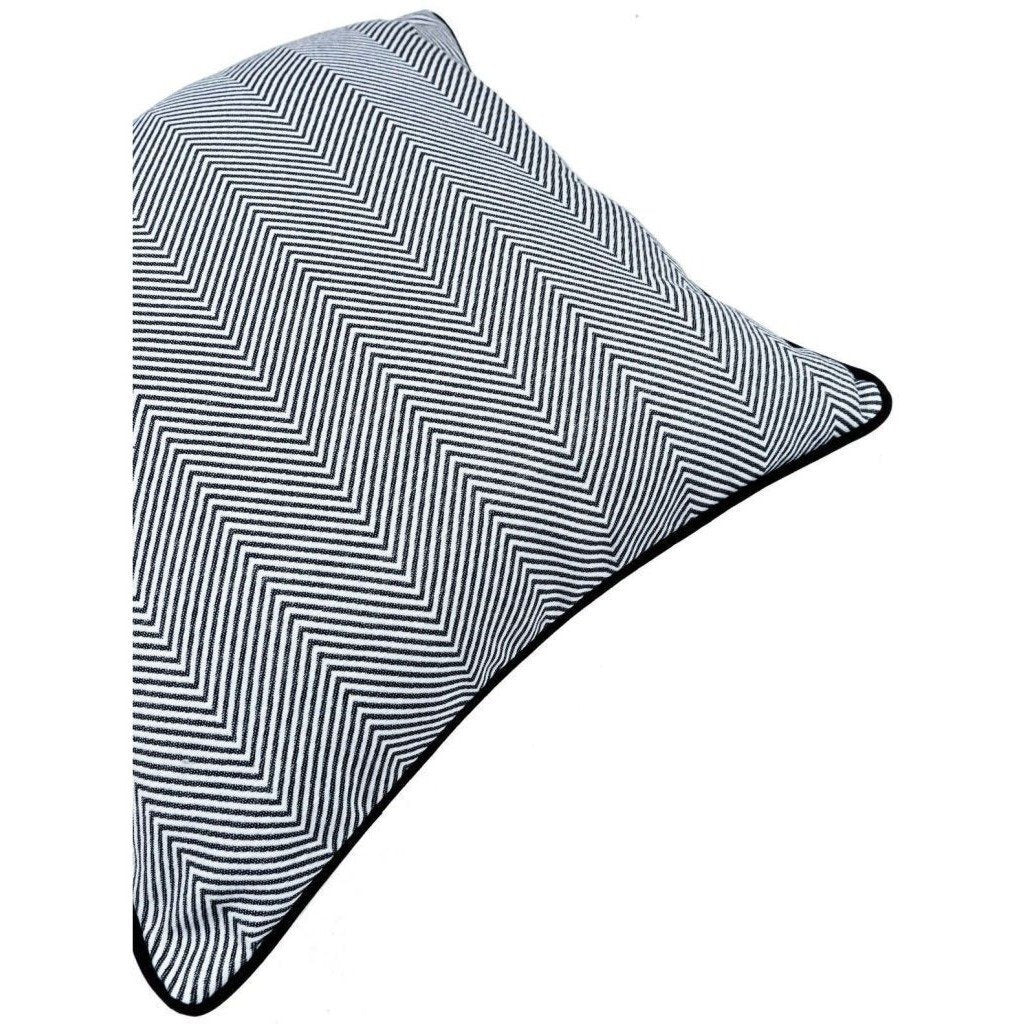 McAlister Textiles Herringbone Twill Black + White Cushion Cushions and Covers