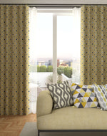 Load image into Gallery viewer, Laila Ochre Yellow and Grey FR Curtains
