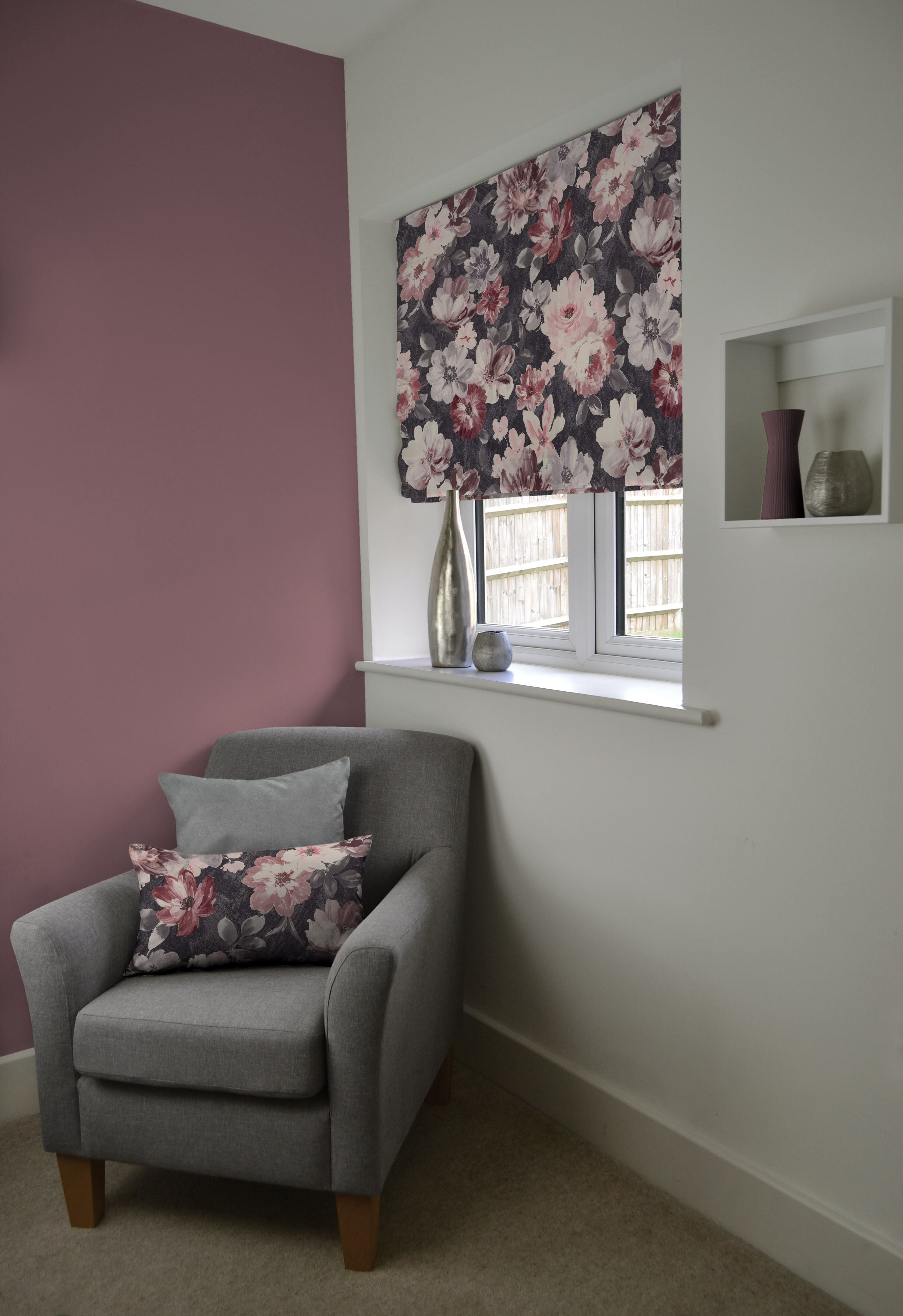McAlister Textiles Camilla Grey, Pink and Purple Roman Blind Roman Blinds 