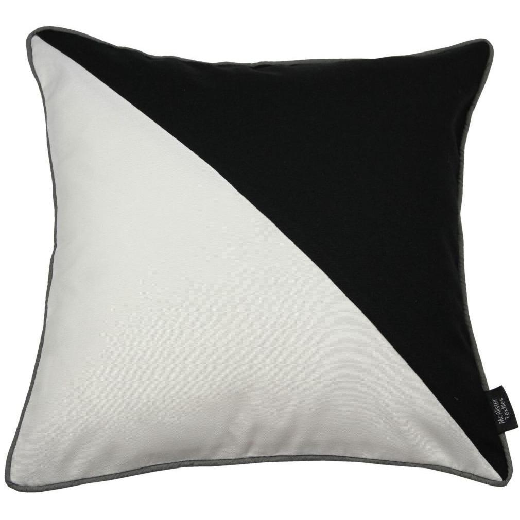 McAlister Textiles Panama Patchwork Black + White Cushion Cushions and Covers Cover Only 43cm x 43cm 