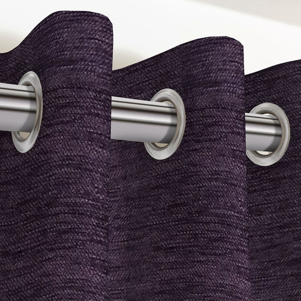 Plain Chenille Purple Curtains
