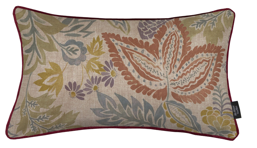 McAlister Textiles Florista Terracotta, Sage Green and Blue Floral Pillow Pillow Cover Only 50cm x 30cm 