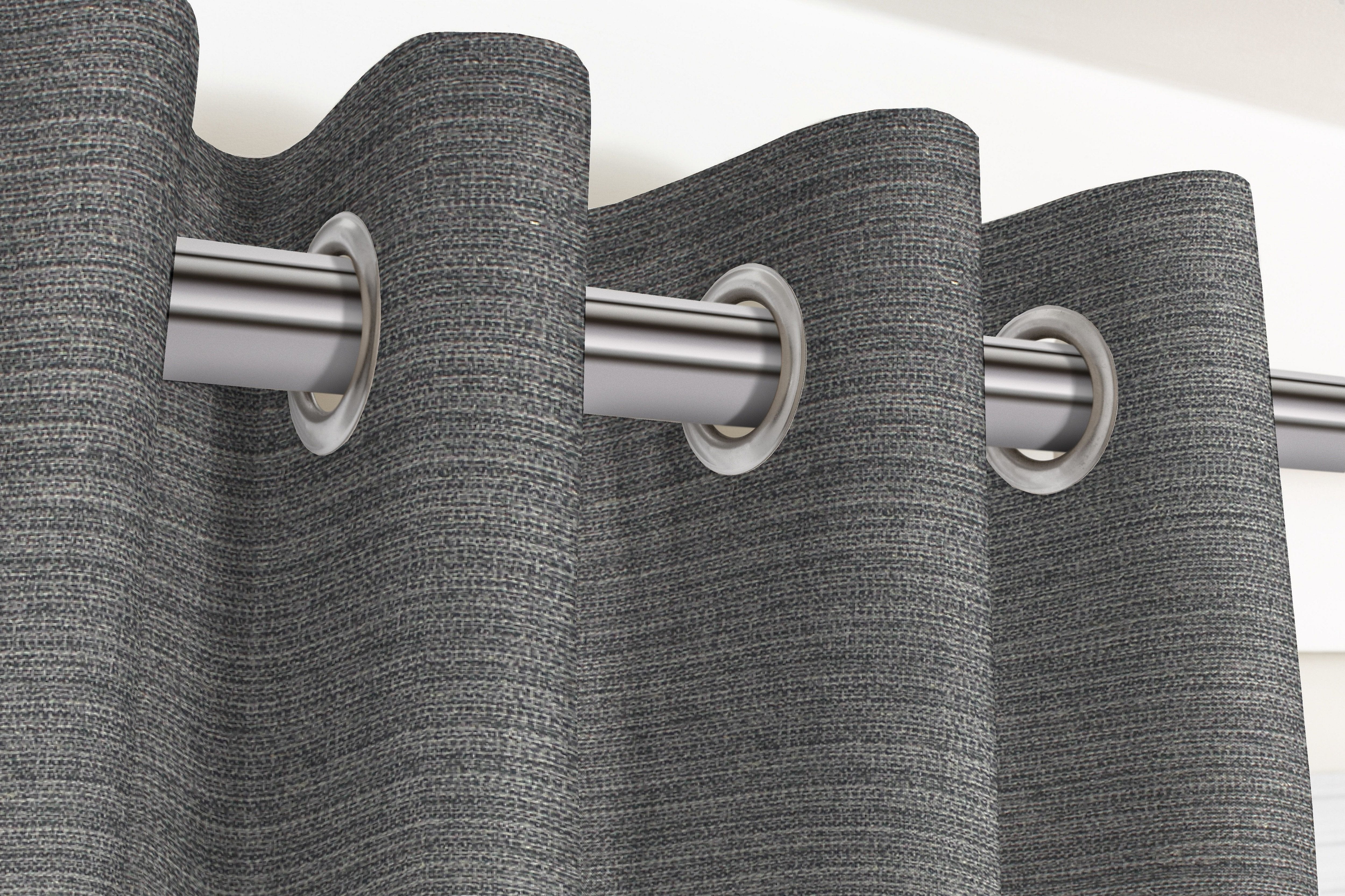 McAlister Textiles Hamleton Charcoal Grey Textured Plain Curtains Tailored Curtains 