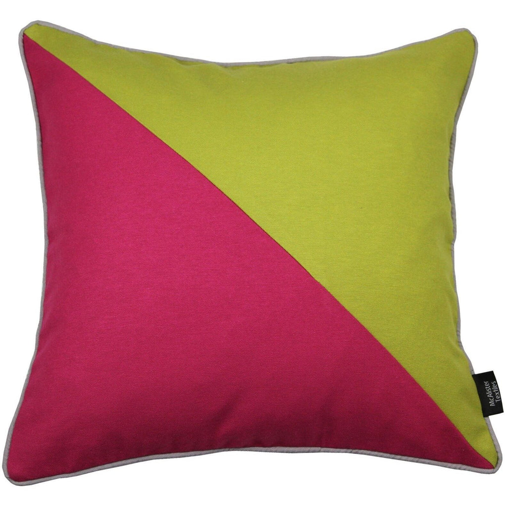 McAlister Textiles Panama Patchwork Lime Green + Fuchsia Pink Cushion Cushions and Covers Cover Only 43cm x 43cm 