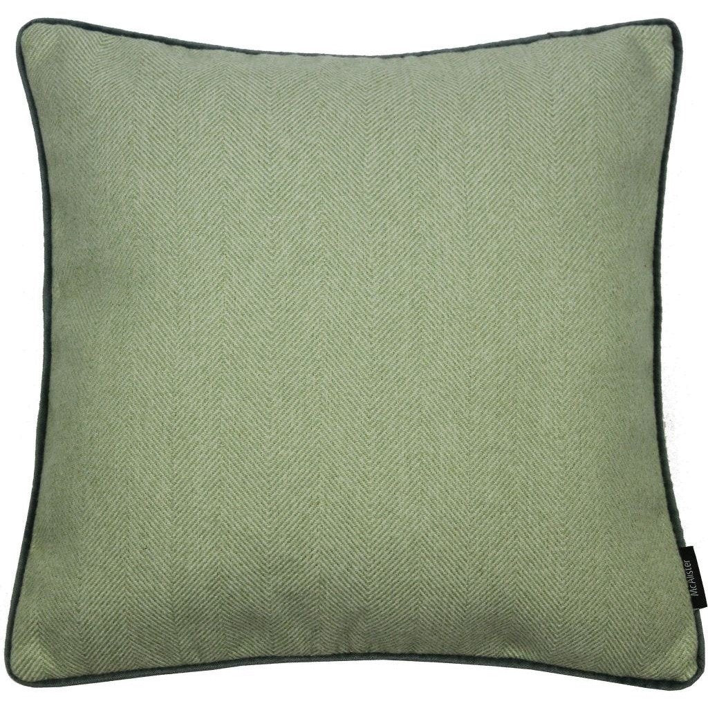 McAlister Textiles Herringbone Boutique Green + Grey Cushion Cushions and Covers Cover Only 43cm x 43cm