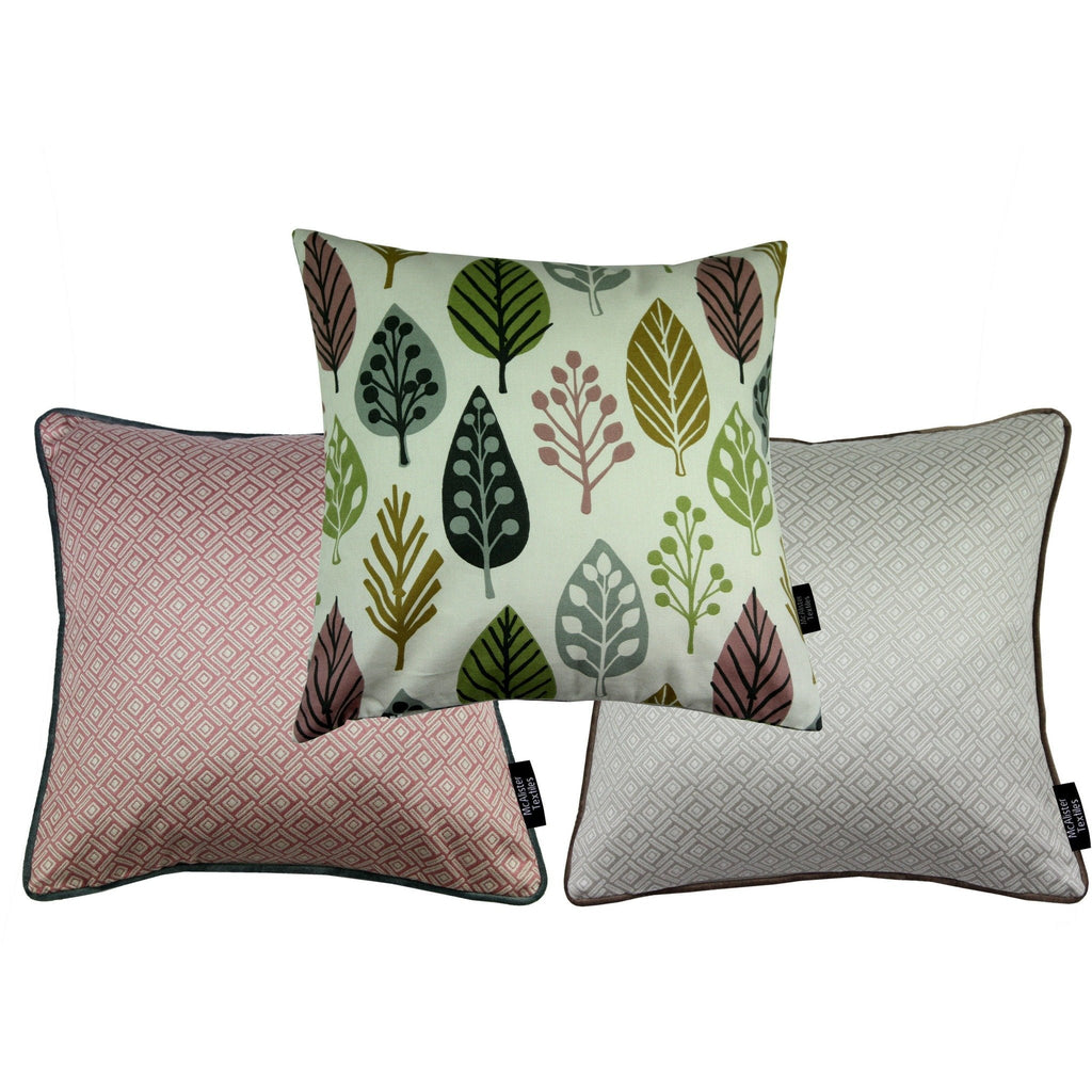 McAlister Textiles Scandinavian Blush Pink 43cm x 43cm Cushion Set of 3 Cushions and Covers Cushion Cover