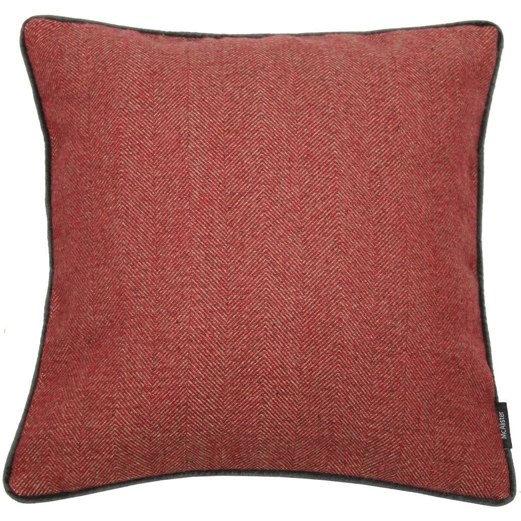 McAlister Textiles Herringbone Boutique Red + Grey Cushion Cushions and Covers Cover Only 43cm x 43cm 